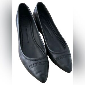 Frye Alicia Black Leather Hidden Wedge Ballet Flats Size 7.5 M Womens Shoes